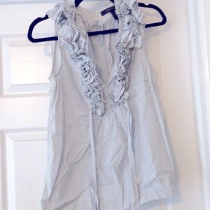 BCBG Maxazaria white and blue striped blouse